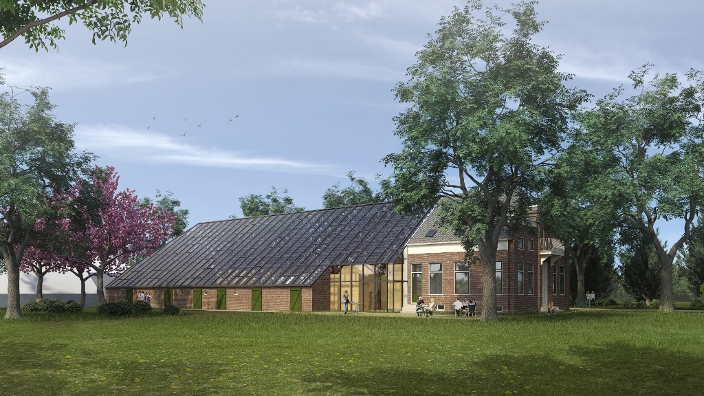 Artist impression van 'boerderij Blaauw' in Weiwerd (Flim Architecten)