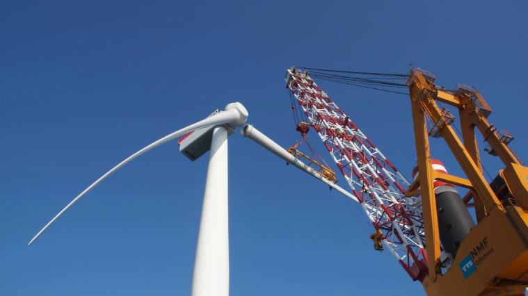 The installation of the 150th and last turbine in the Gemini Offshore Wind Park