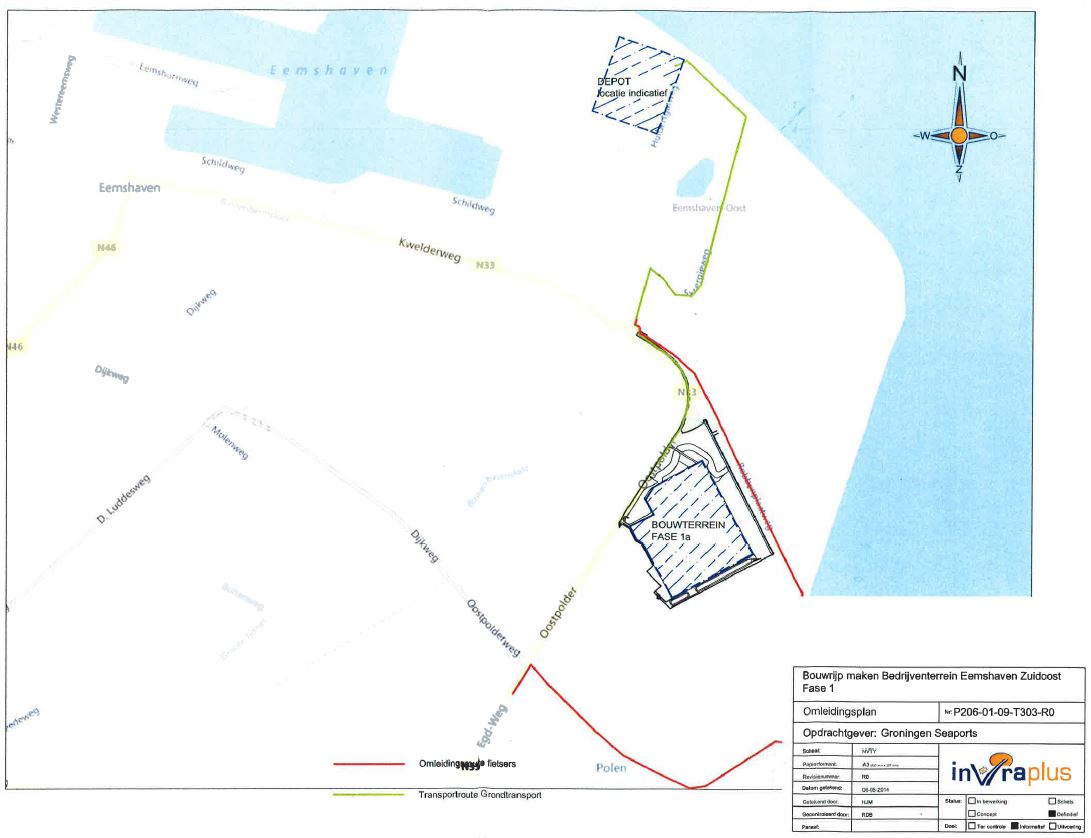 Kaartje omleidingsroute Spijk-Eemshaven