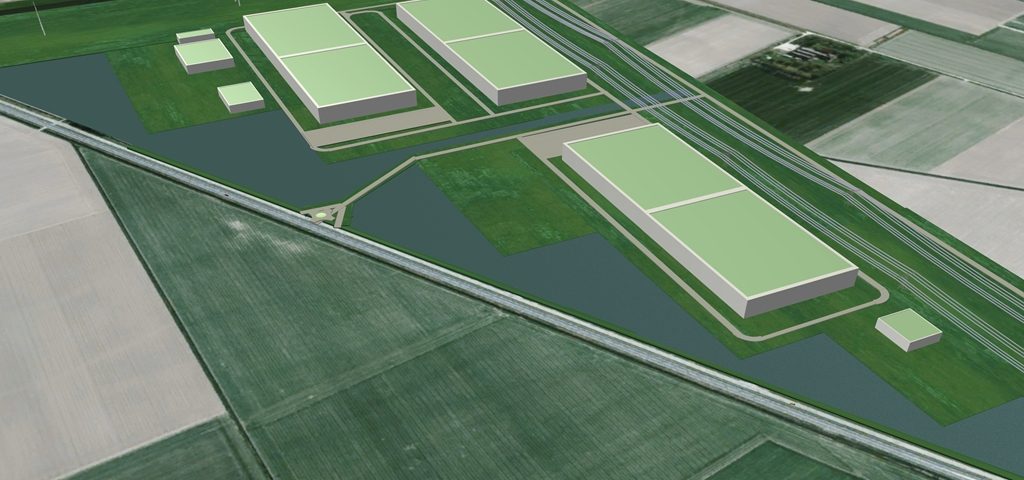 Artist impression van het datacenter van Google in de Eemshaven